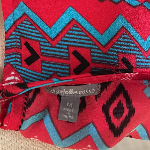 ❤️🔥5/20$ CHARLOTTE RUSSE💫Women’s Red Printed Flowy Crop Tank Blouse - Picture 9 of 10